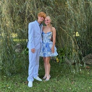 Blue and White Floral Dress